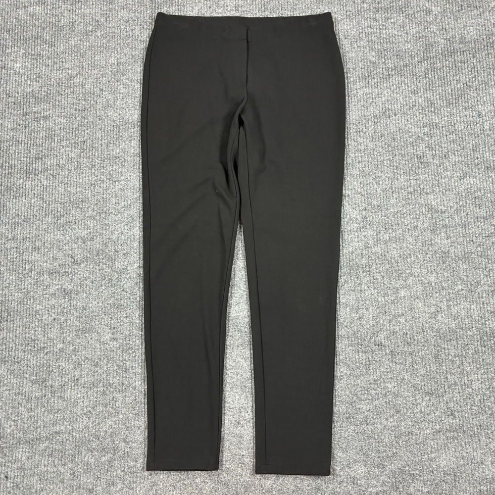 J Jill Stretch Pants Womens Size 10 Black Slim Straight Leg Career Flat Front